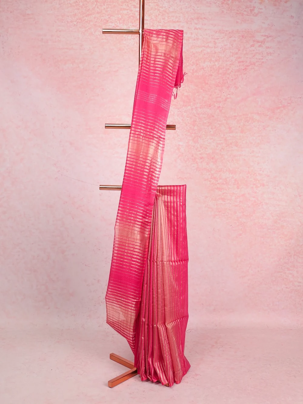 Onion Pink Semi Tussar Saree