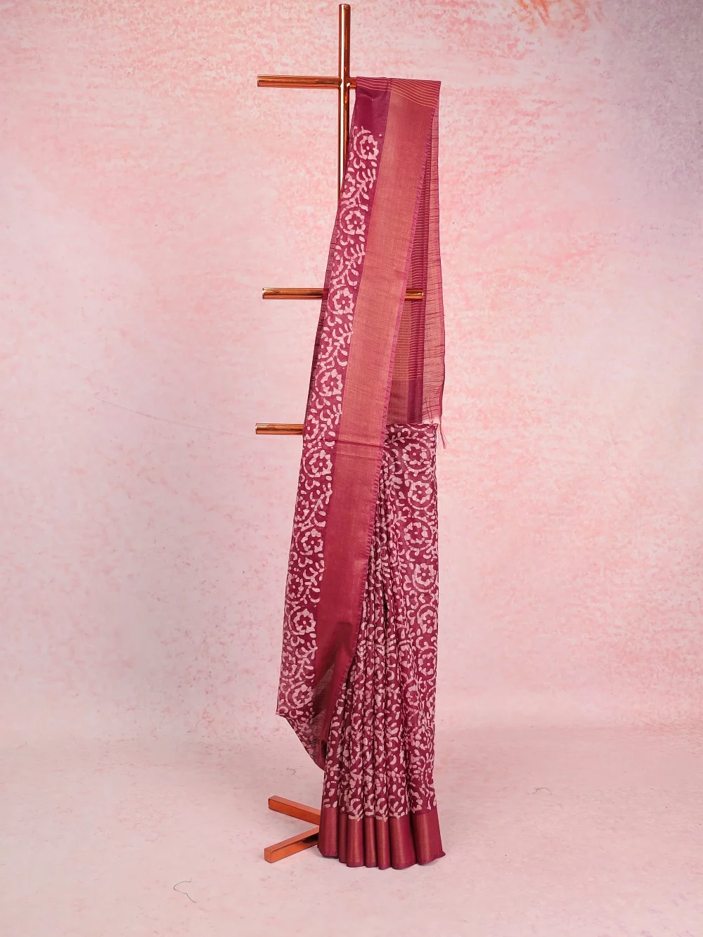 Maroon Semi Tussar Saree