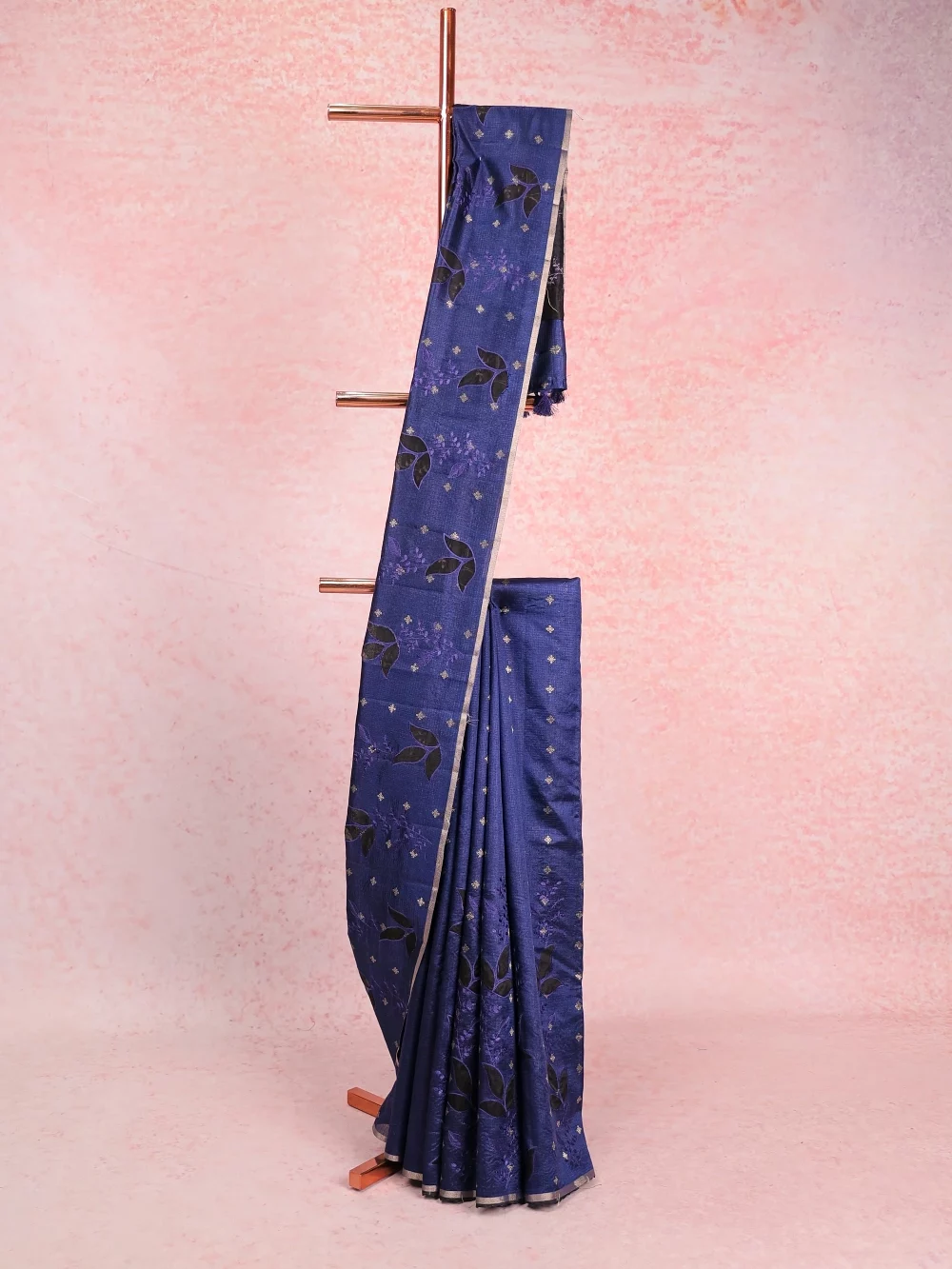 Navy Blue Semi Silk Saree