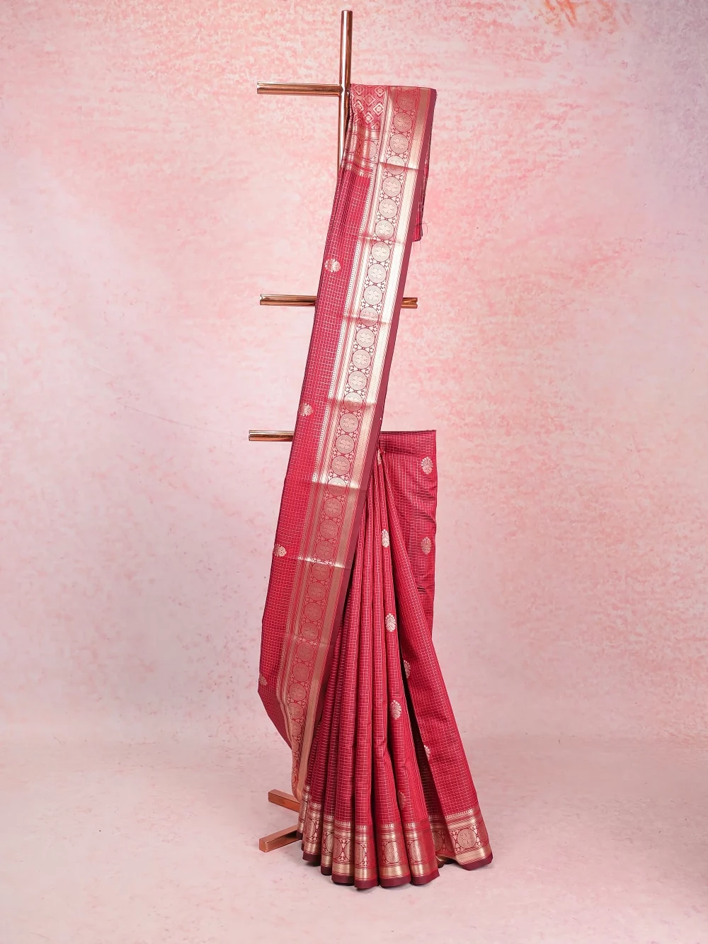 Maroon Semi Tussar Saree