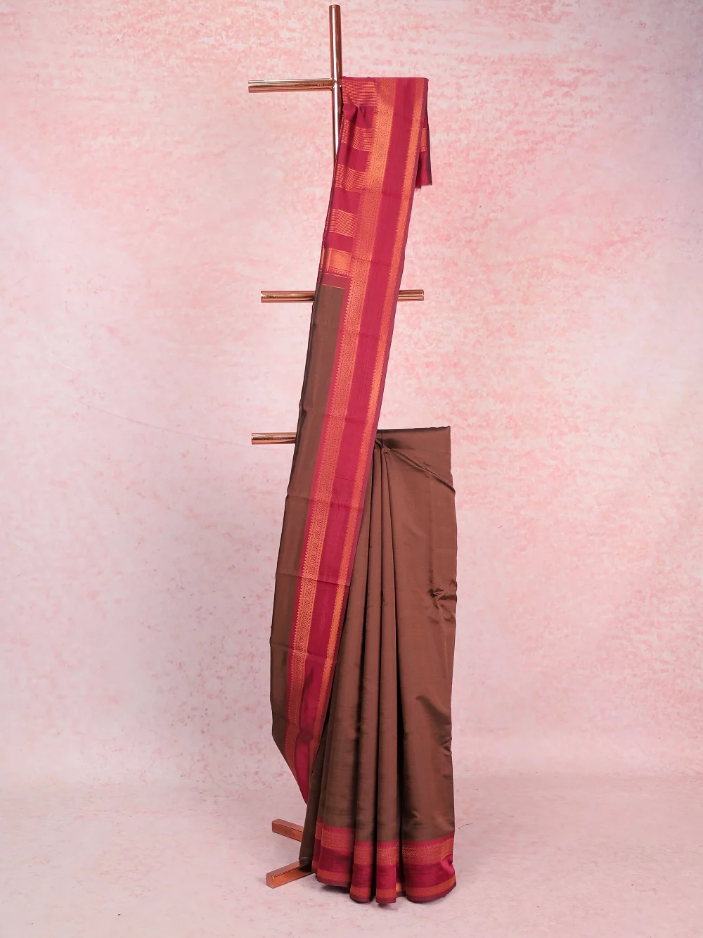 Coffee Brown Semi Silk Saree