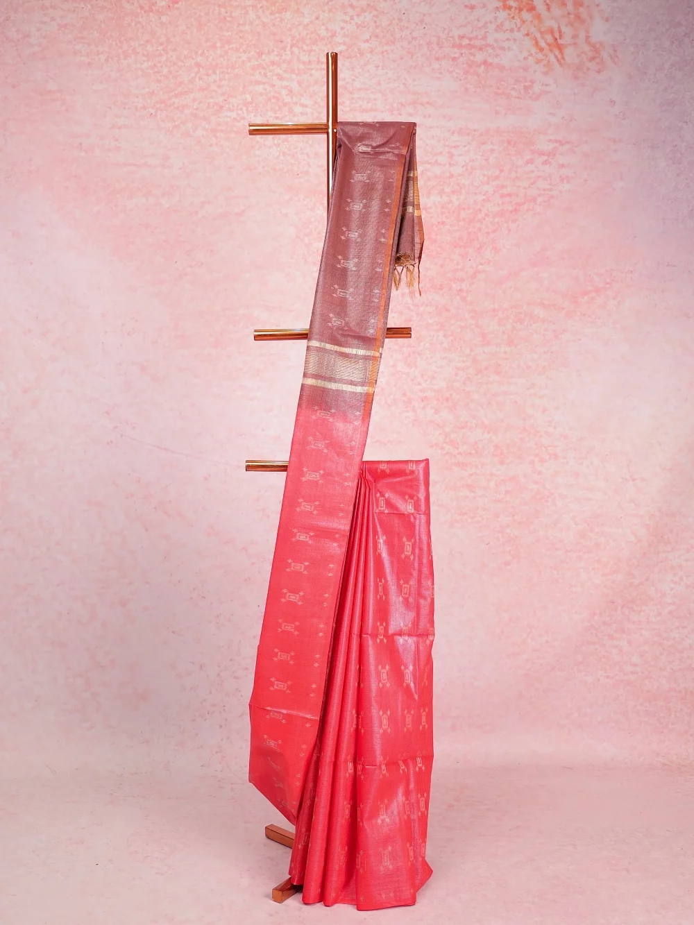 Bright Red Cotton Silk Saree