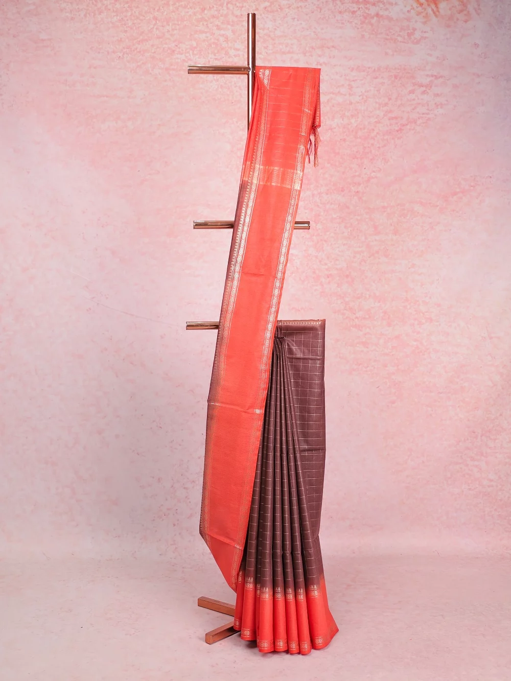 Brown Semi Tussar Saree