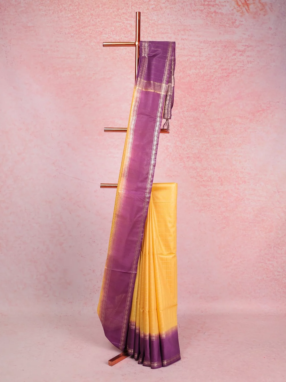 Yellow Semi Tussar Saree