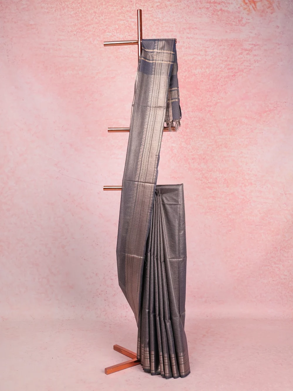 Navy Blue Cotton Silk Saree