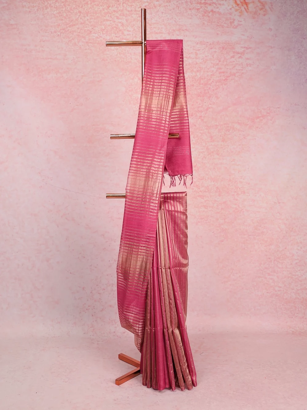 Beetroot Pink Semi Tissue Saree