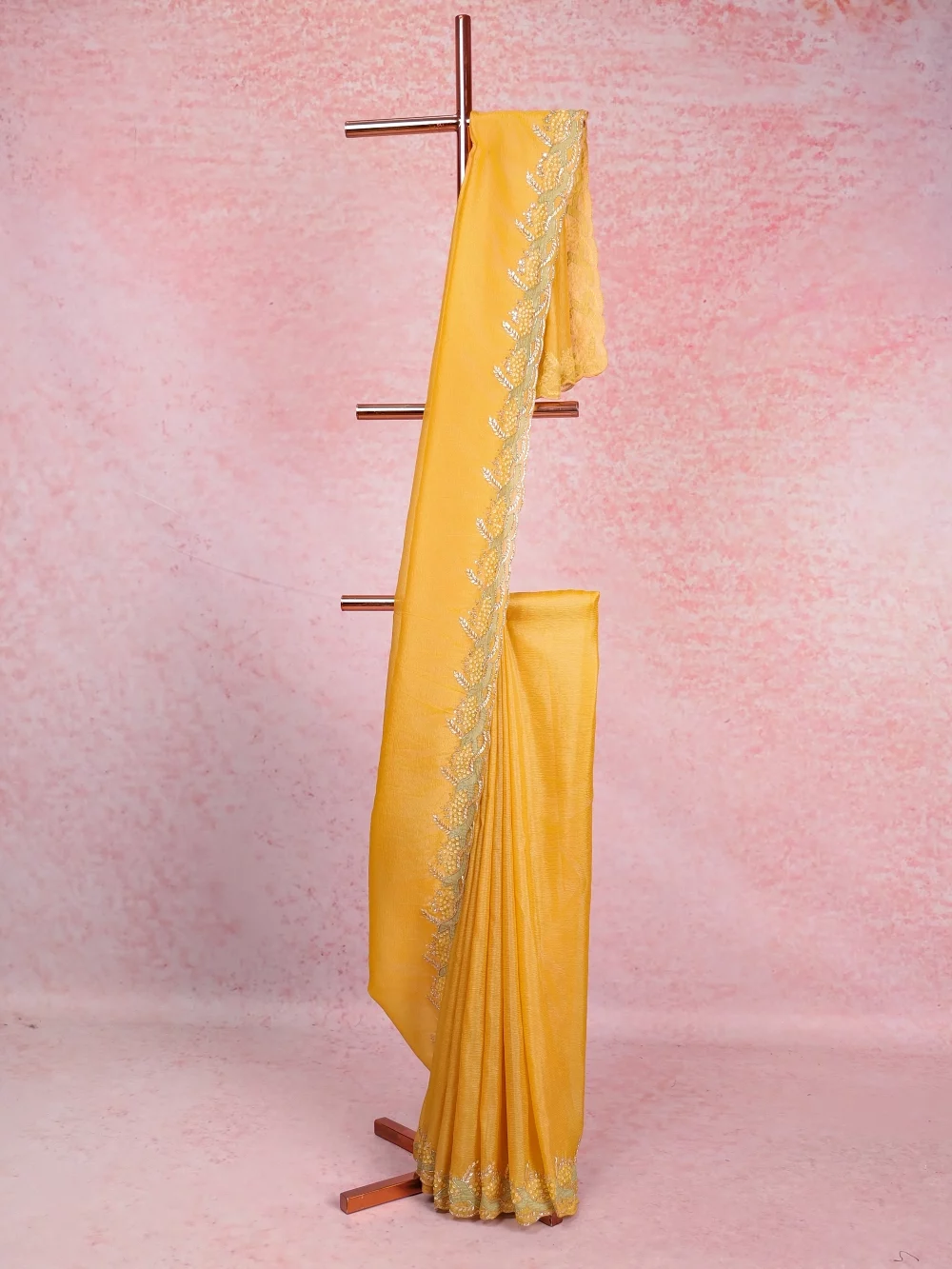 Yellow Crush Organza Saree