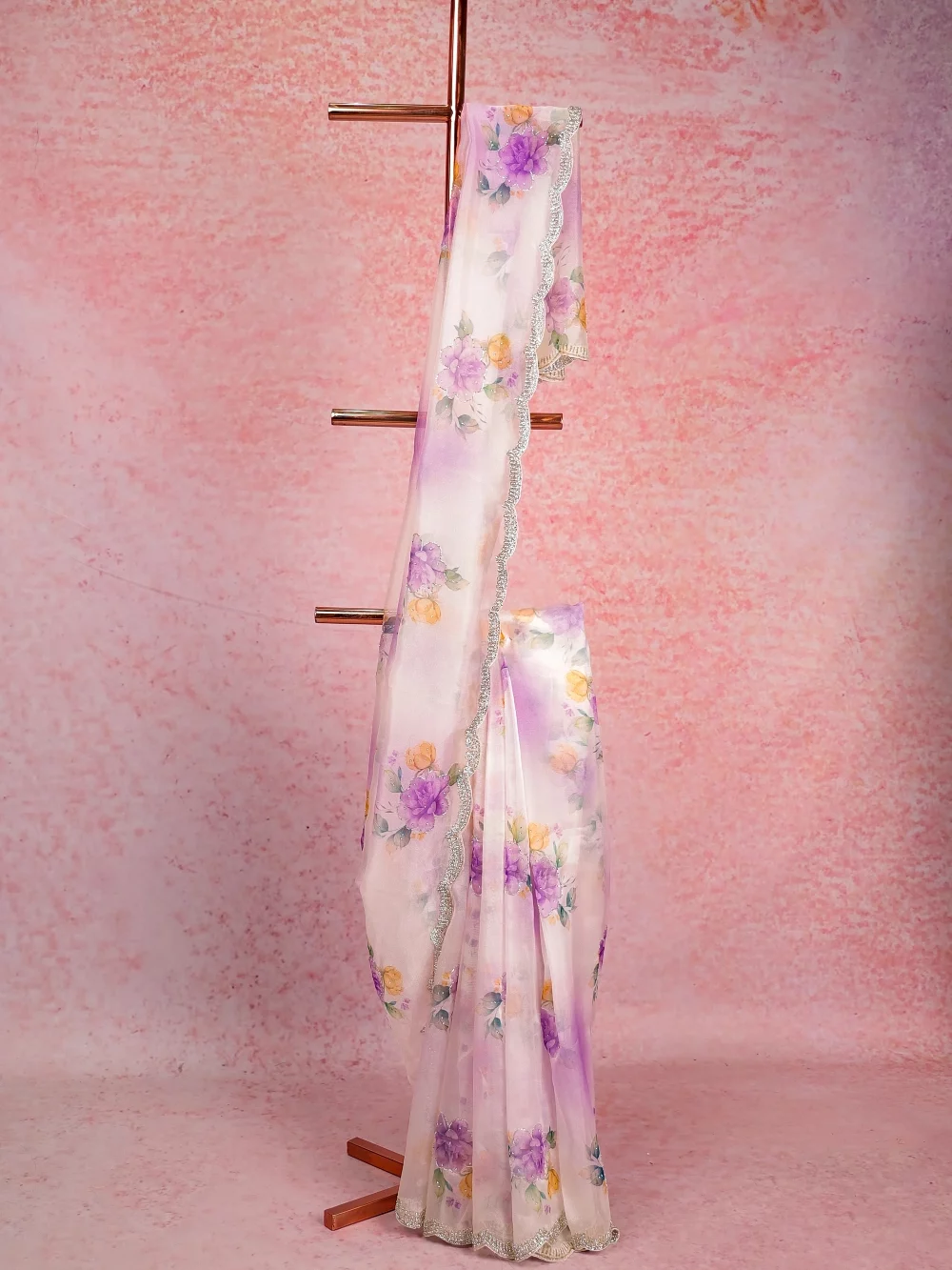 White Glass Organza Saree