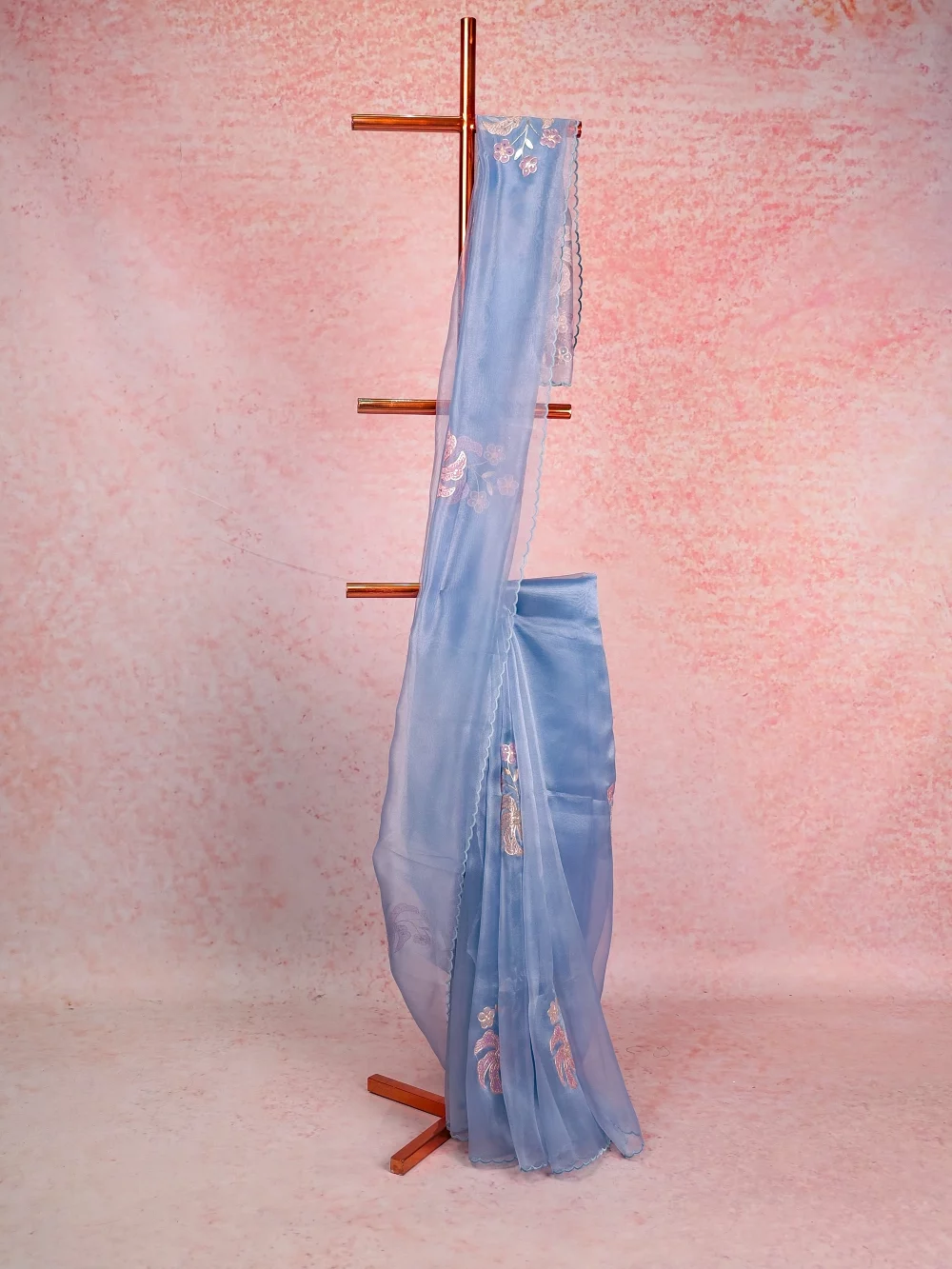 Powder Blue Glass Organza Saree