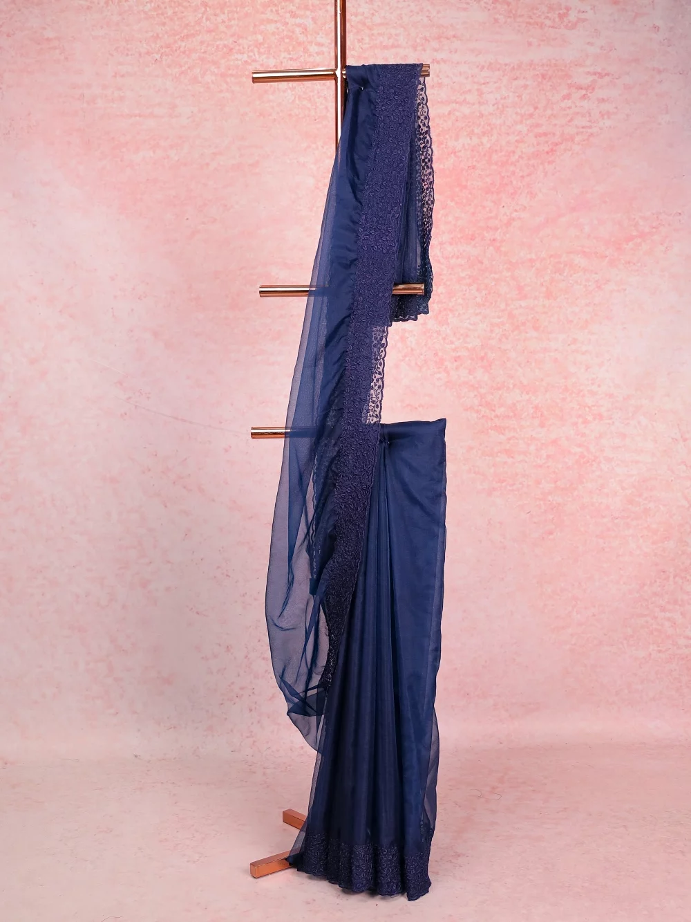 Navy Blue Organza Saree