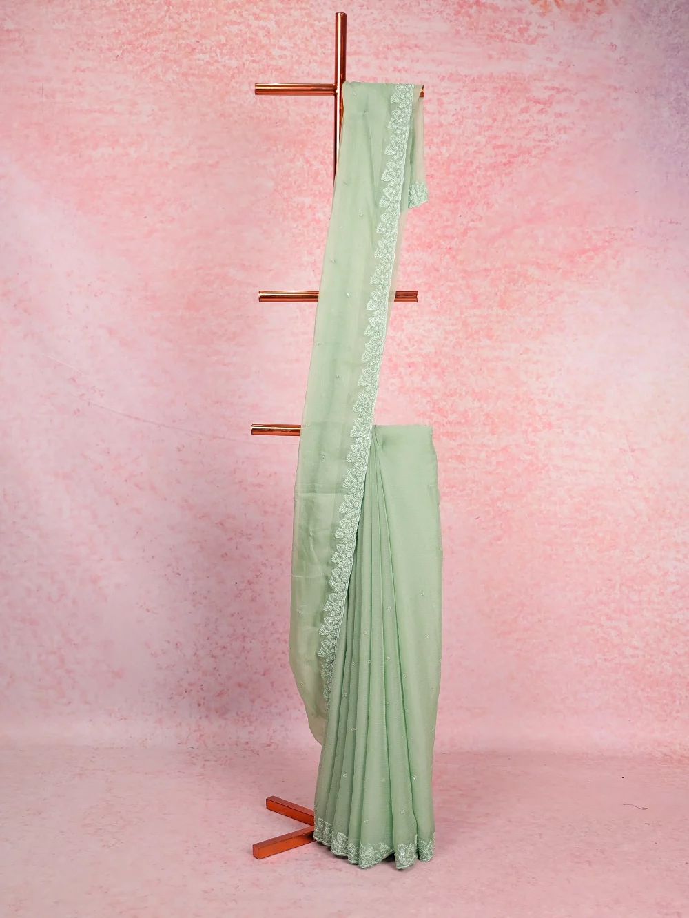 Pista Green Crush Organza Saree