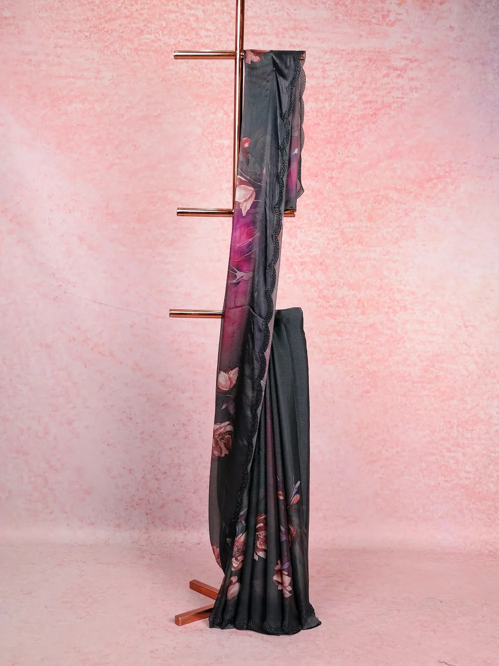 Dark Ash Organza Saree