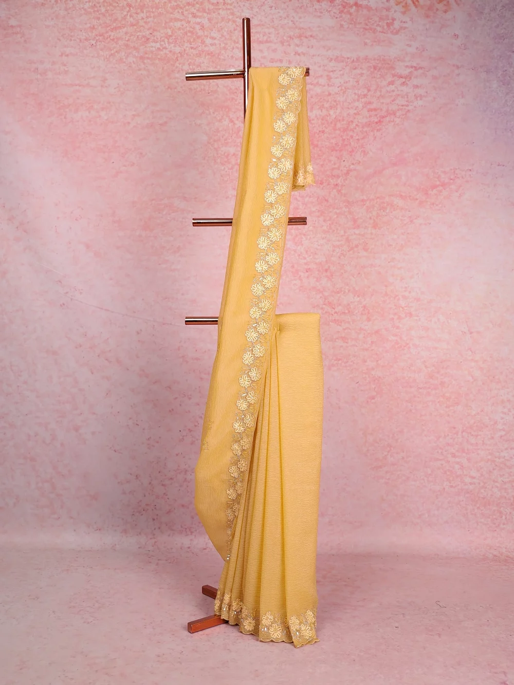 Yellow Crush Organza Saree