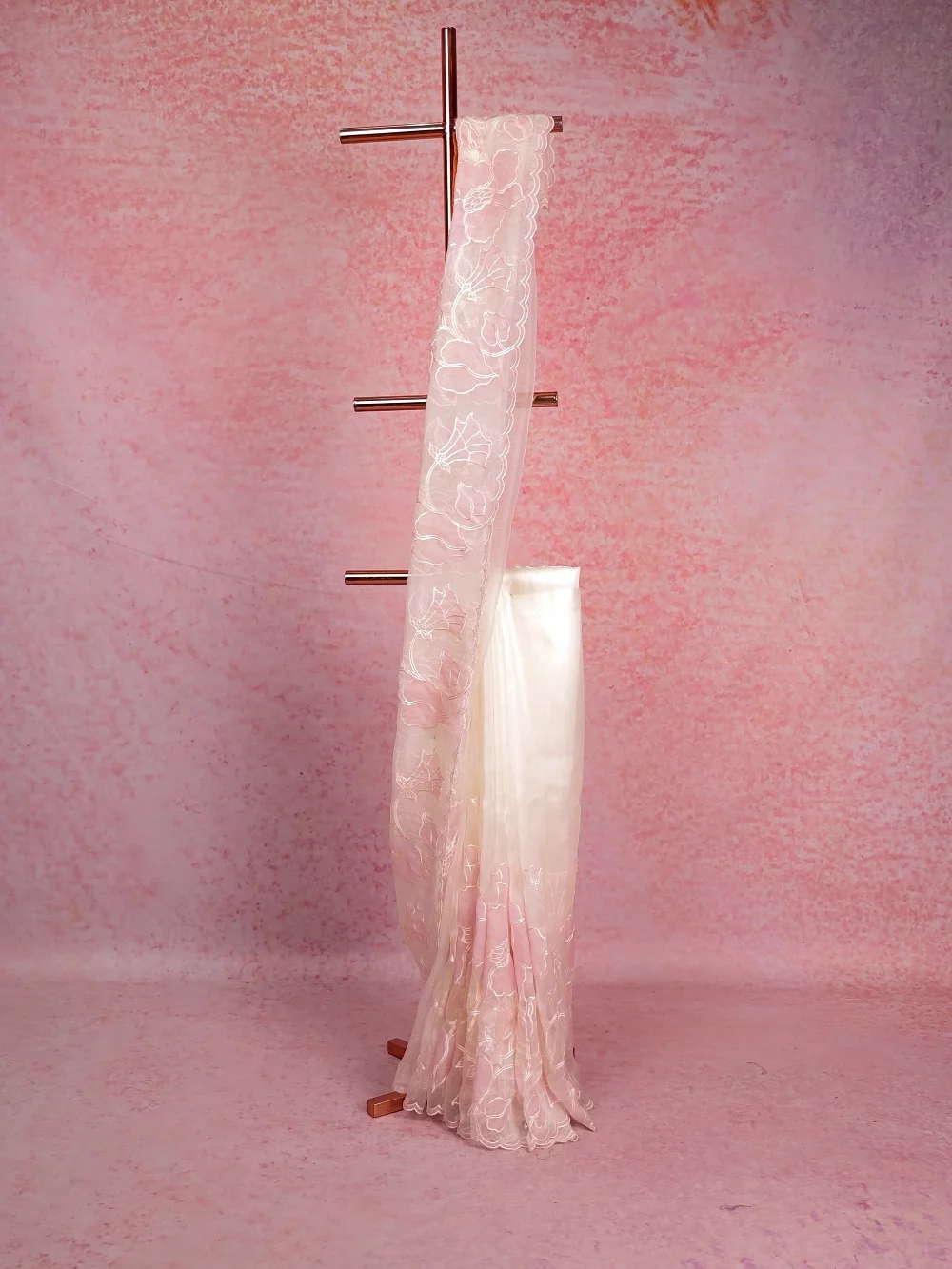 Off White Glass Organza Saree