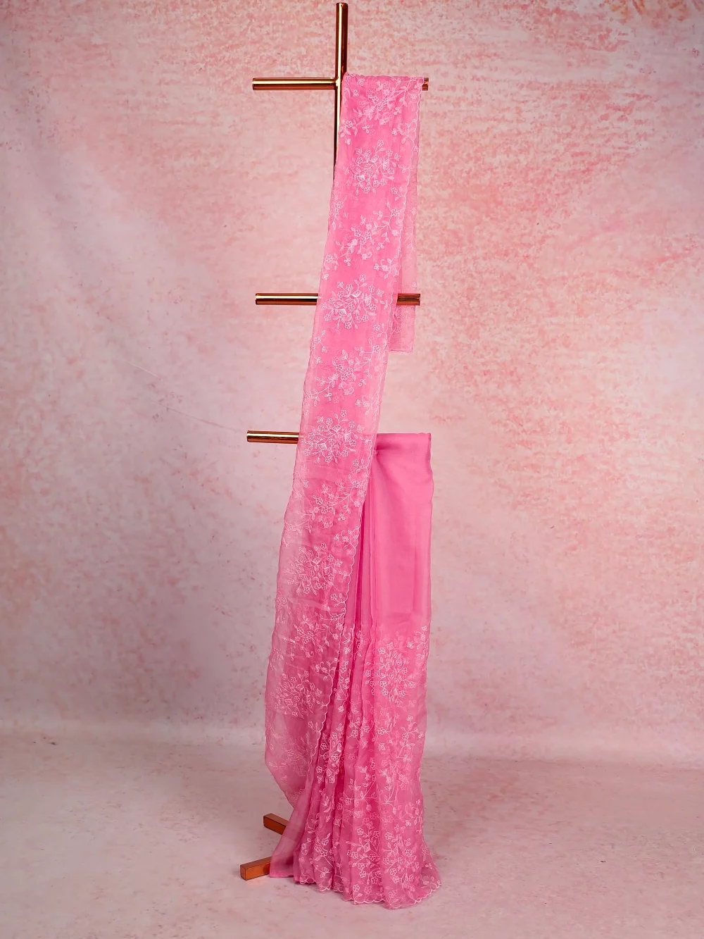 Baby Pink Organza Saree