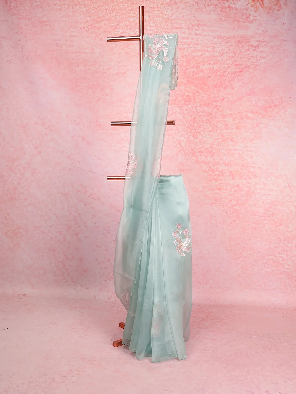 Pastel Green Glass Organza Saree