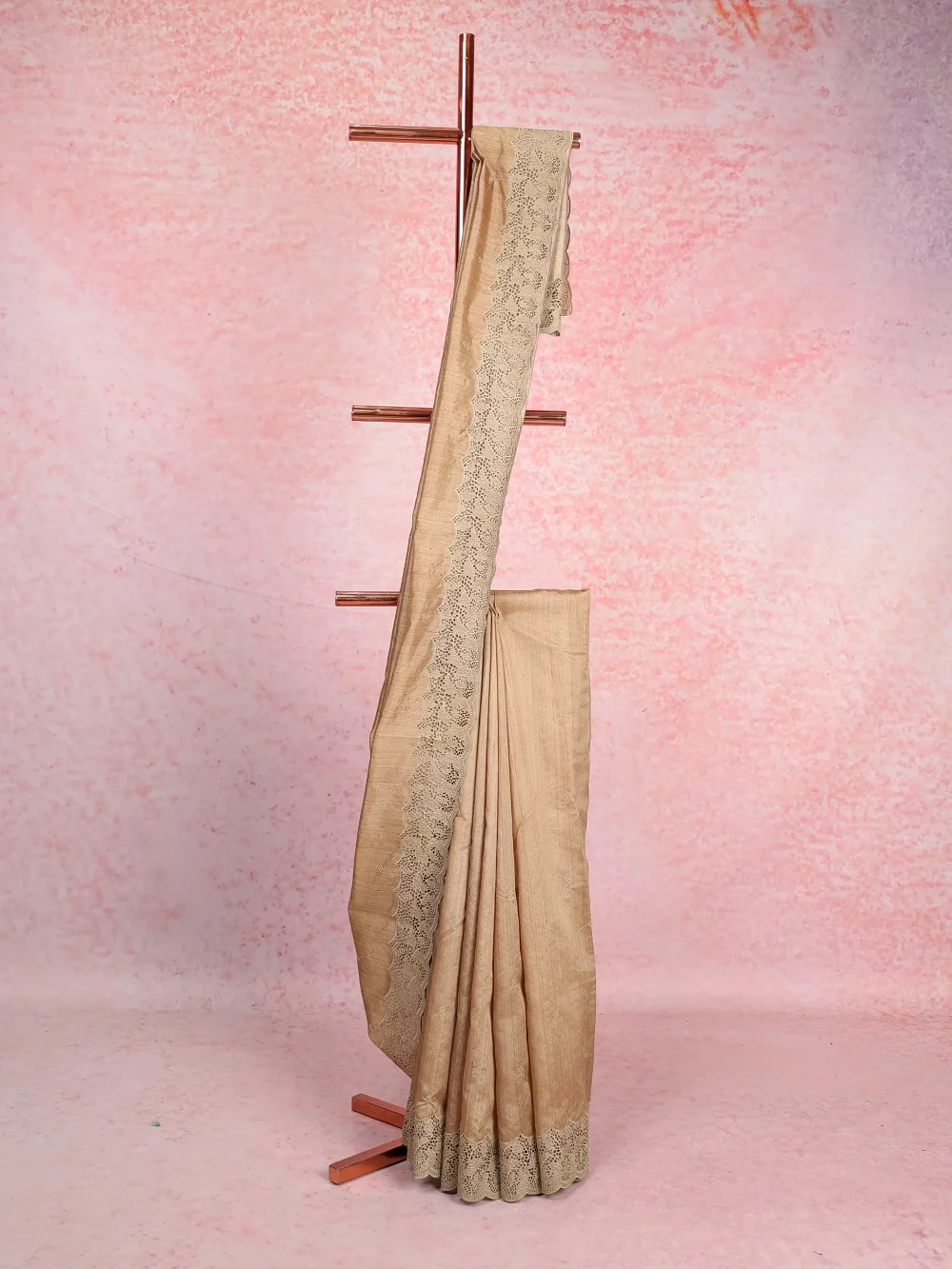 Green Beige Semi Tussar Saree