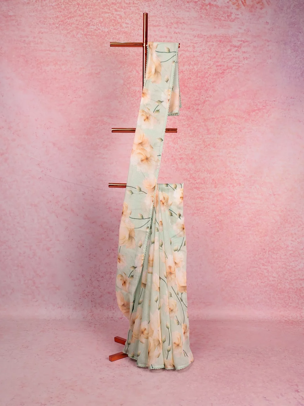 Tea Green Semi Linen Saree