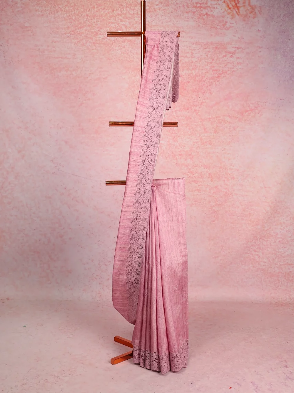 Onion Pink Semi Tussar Saree