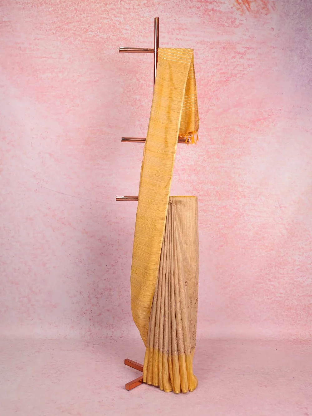 Gold Semi Jute Saree