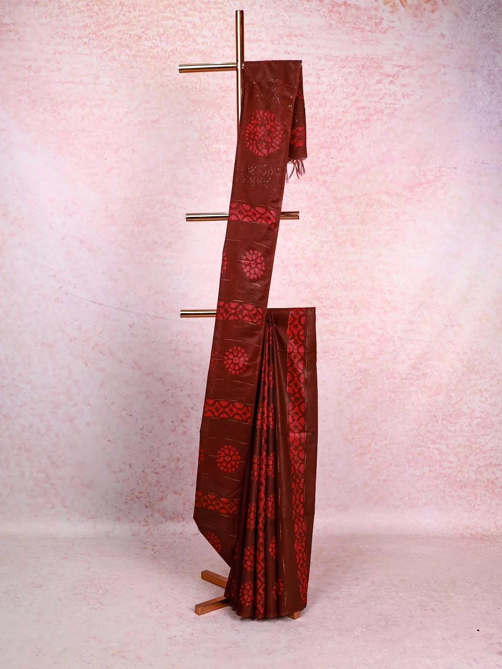 Dark Wine Semi Tussar Saree