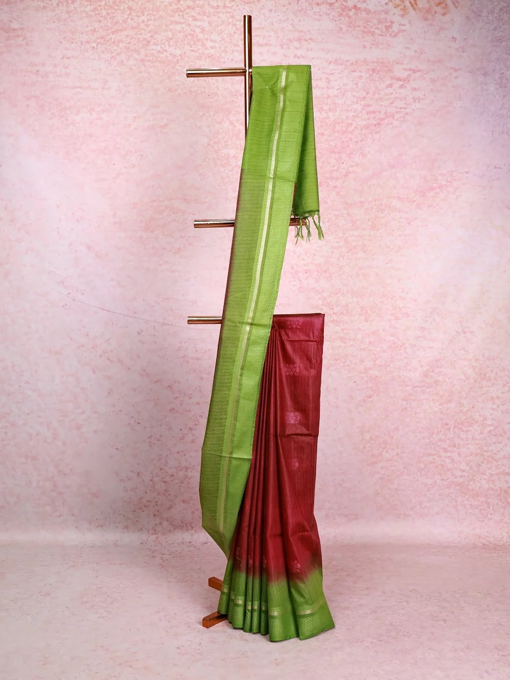 Wine Semi Tussar Saree