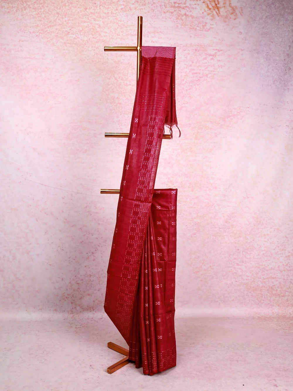 Dark Wine Semi Tussar Saree