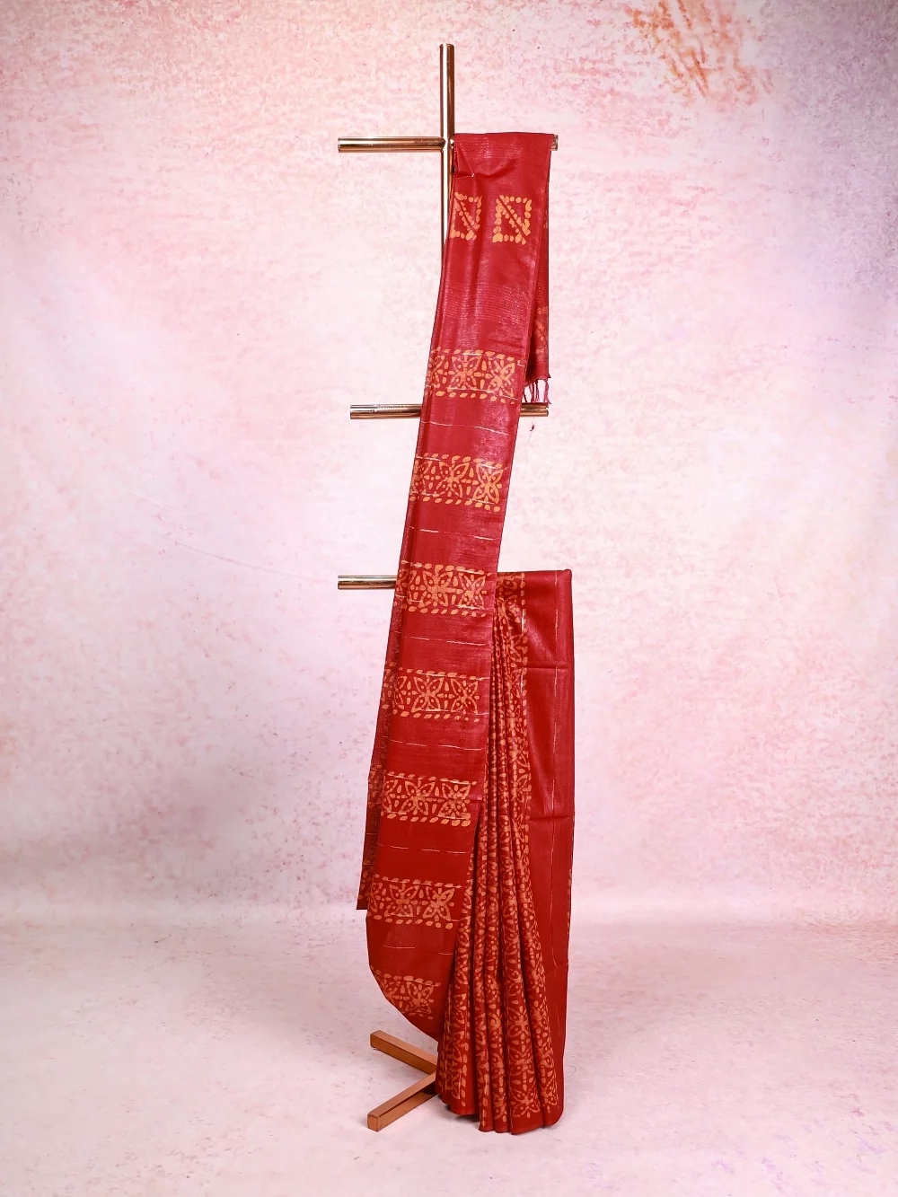Maroon Semi Tussar Saree