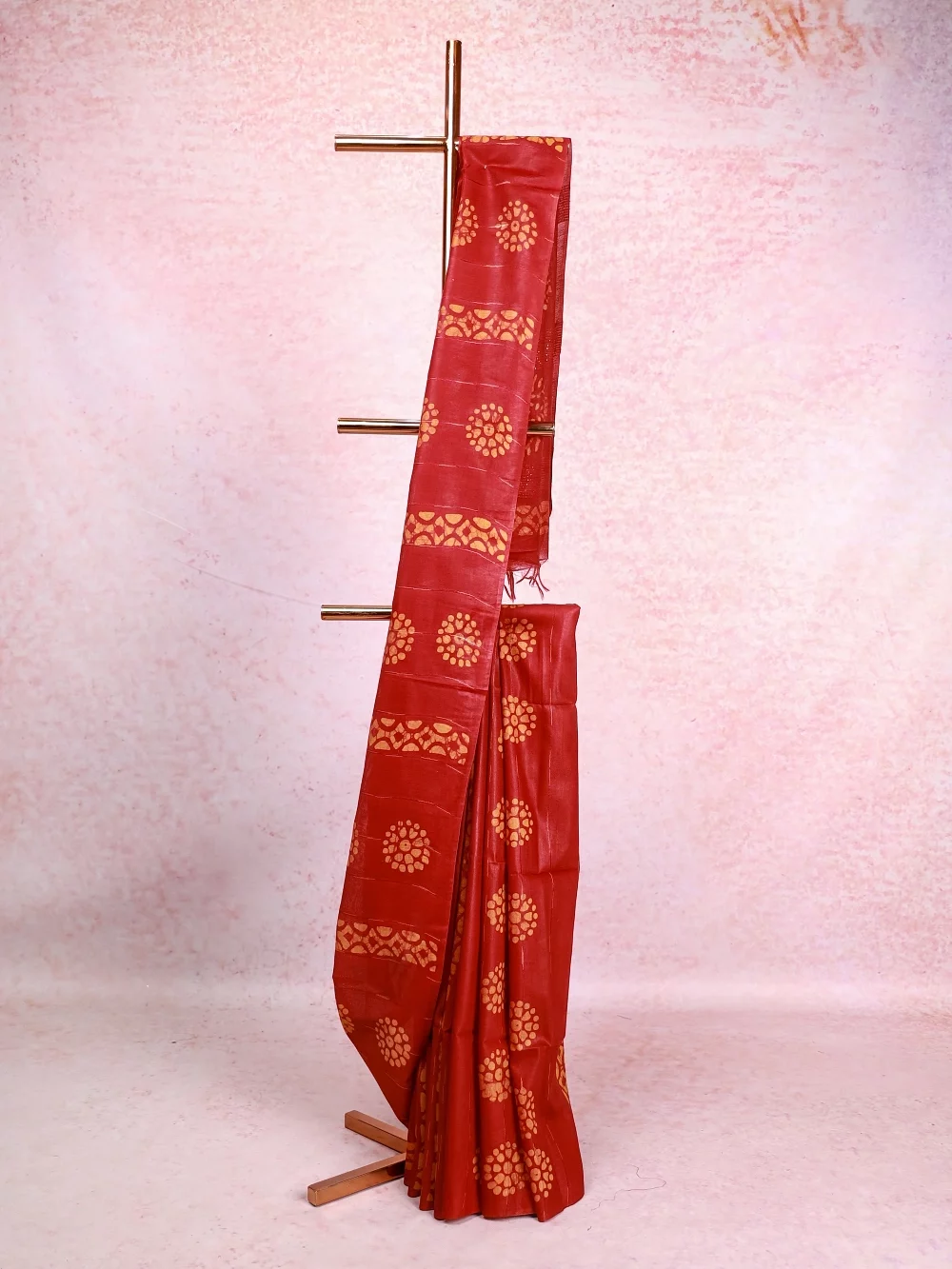 Maroon Semi Tussar Saree