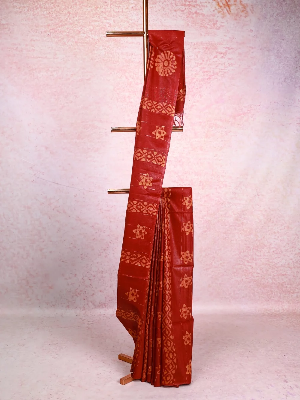 Maroon Semi Tussar Saree