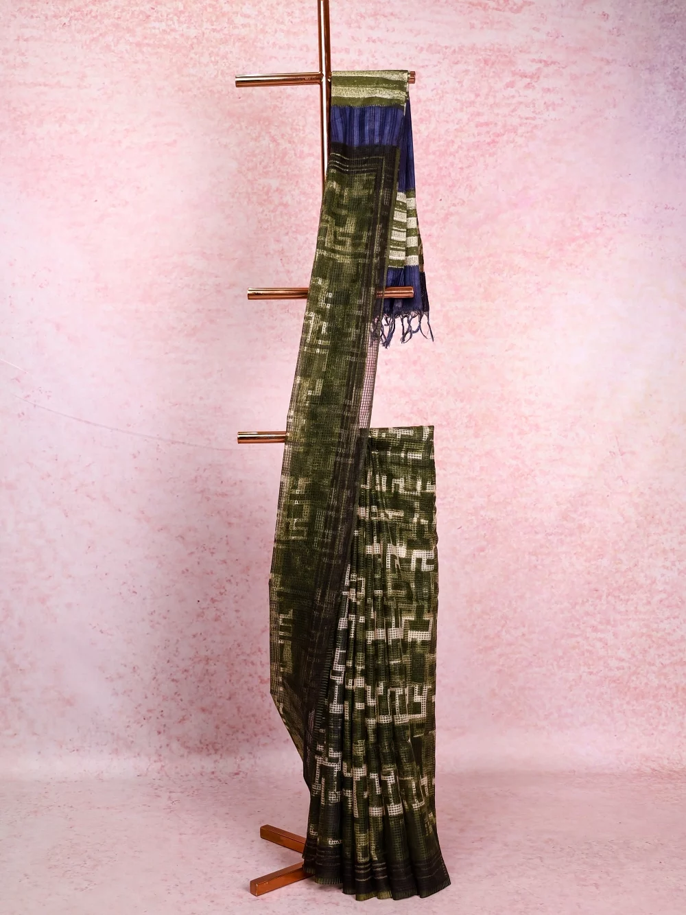 Dark Green Semi Tussar Saree