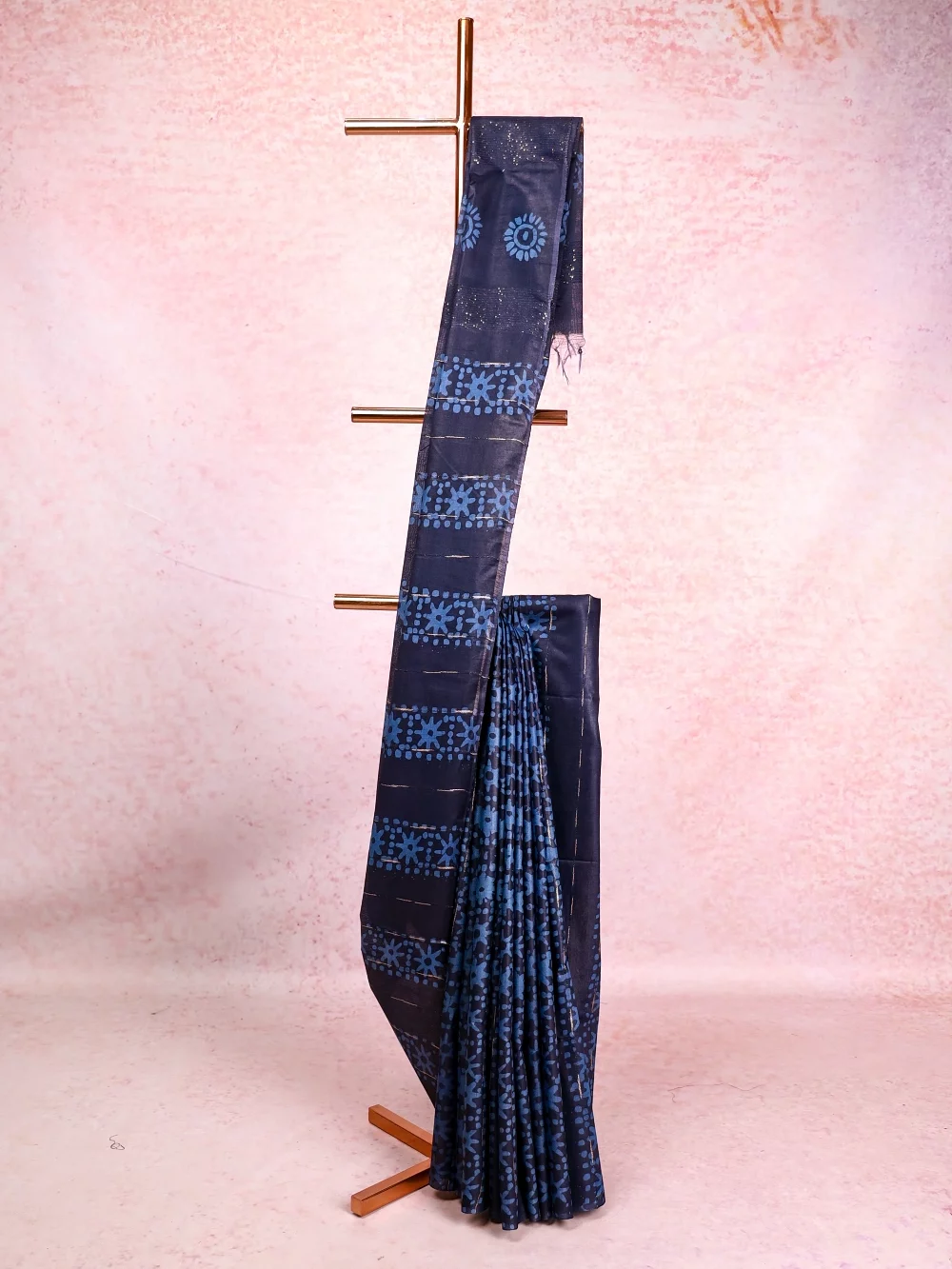 Dark Blue Semi Tussar Saree