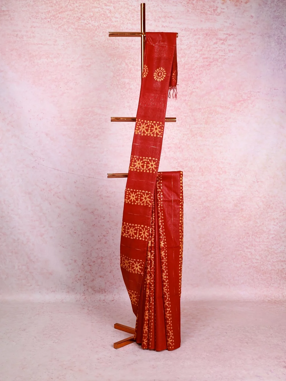 Maroon Semi Tussar Saree