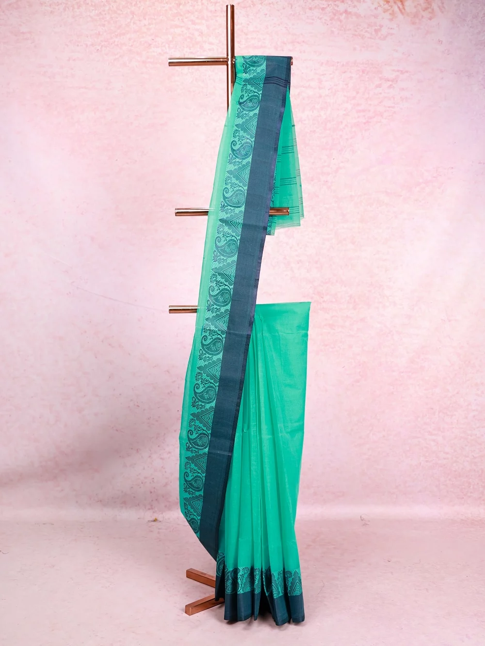 Sapphire Green Cotton Saree