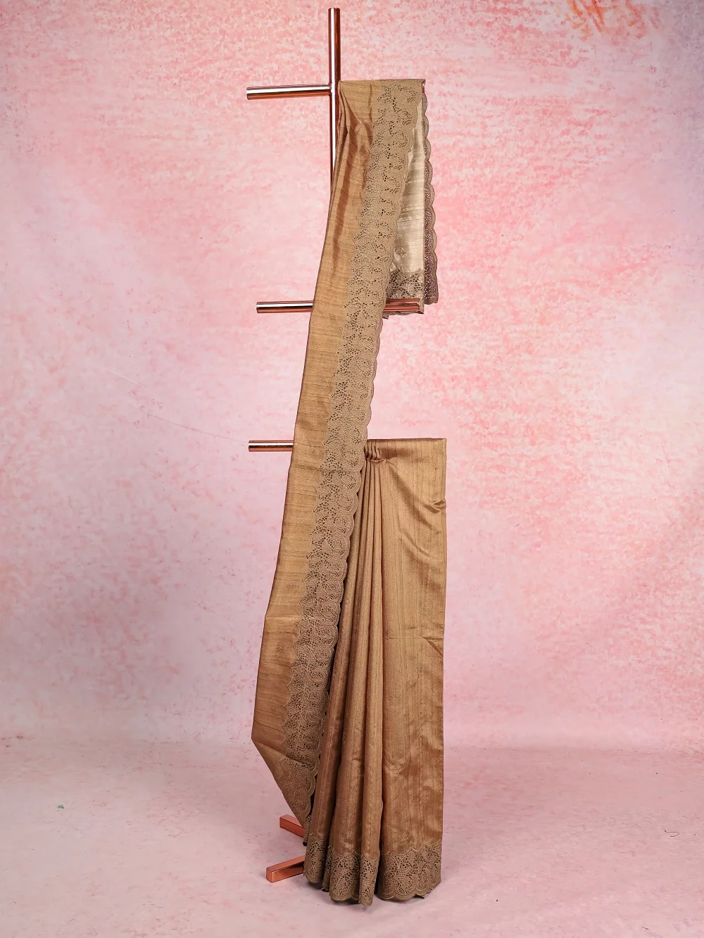 Olive Green Semi Tussar Saree