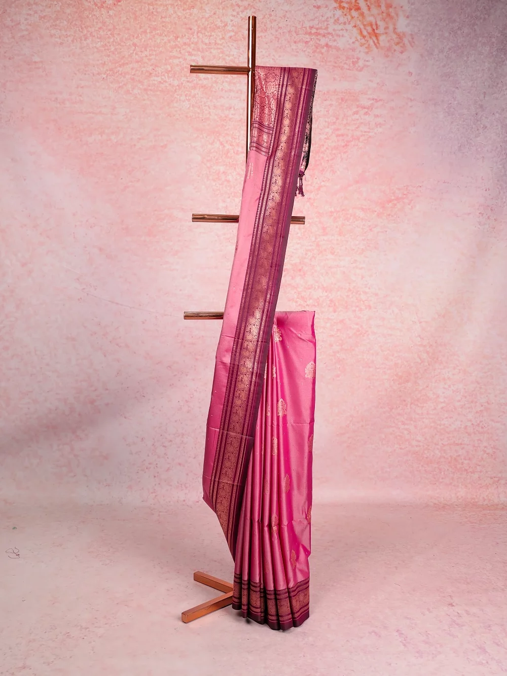 Onion Pink Semi Silk Saree