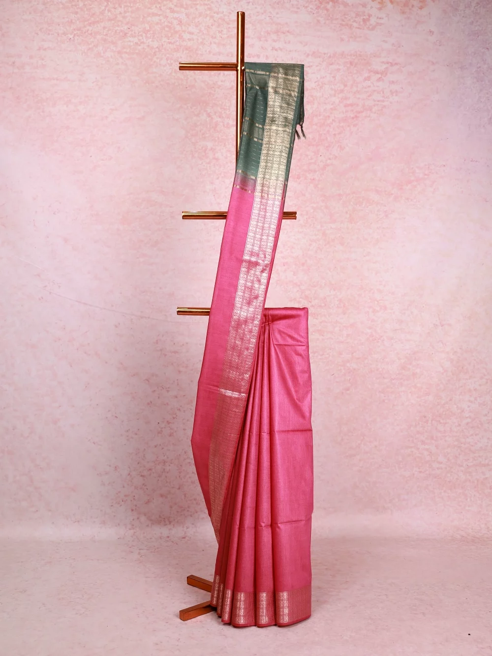 Pink Semi Tussar Saree