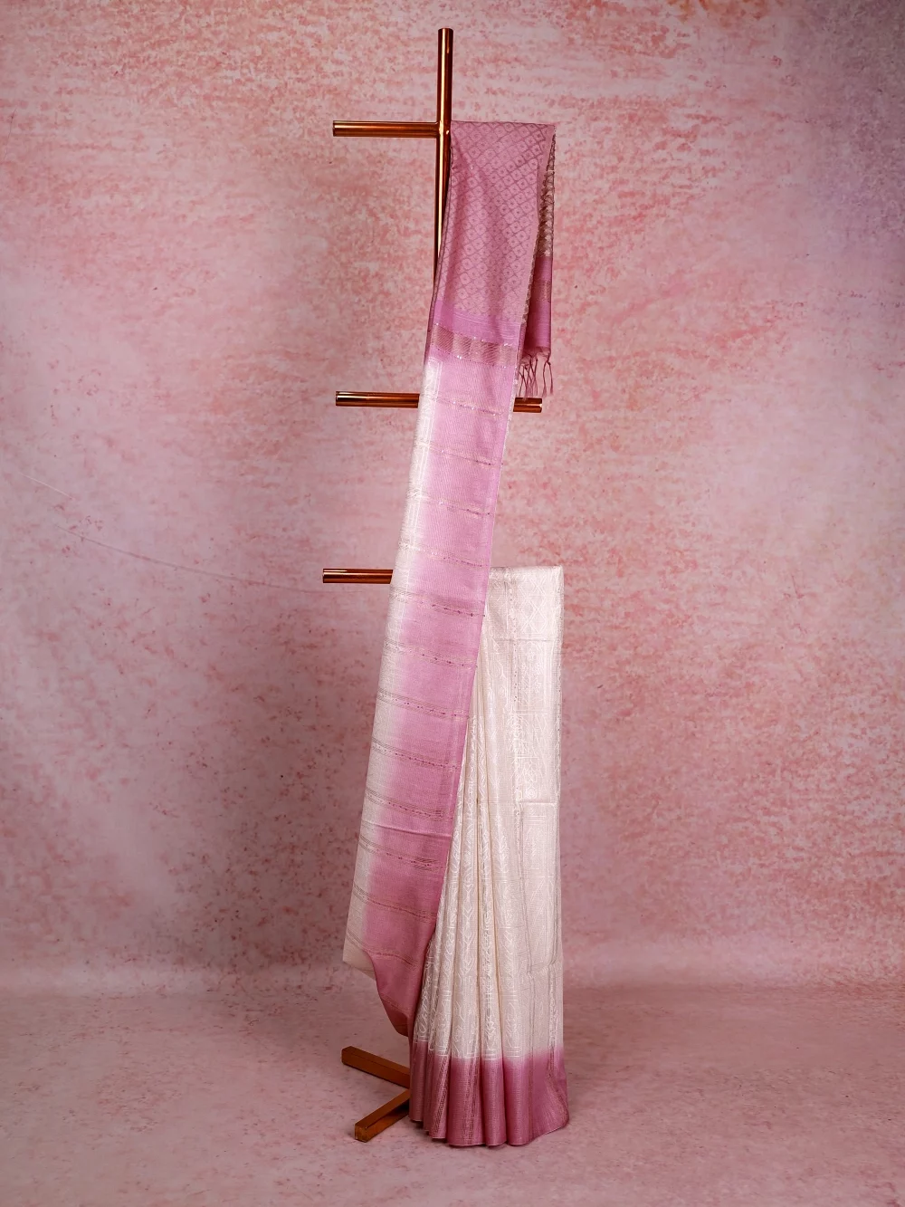 White Semi Tussar Saree