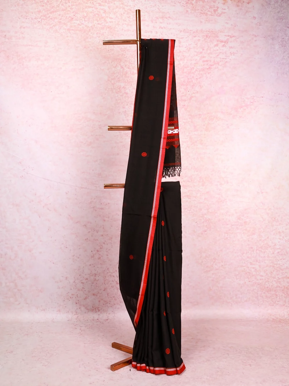 Black  Mul Cotton Saree