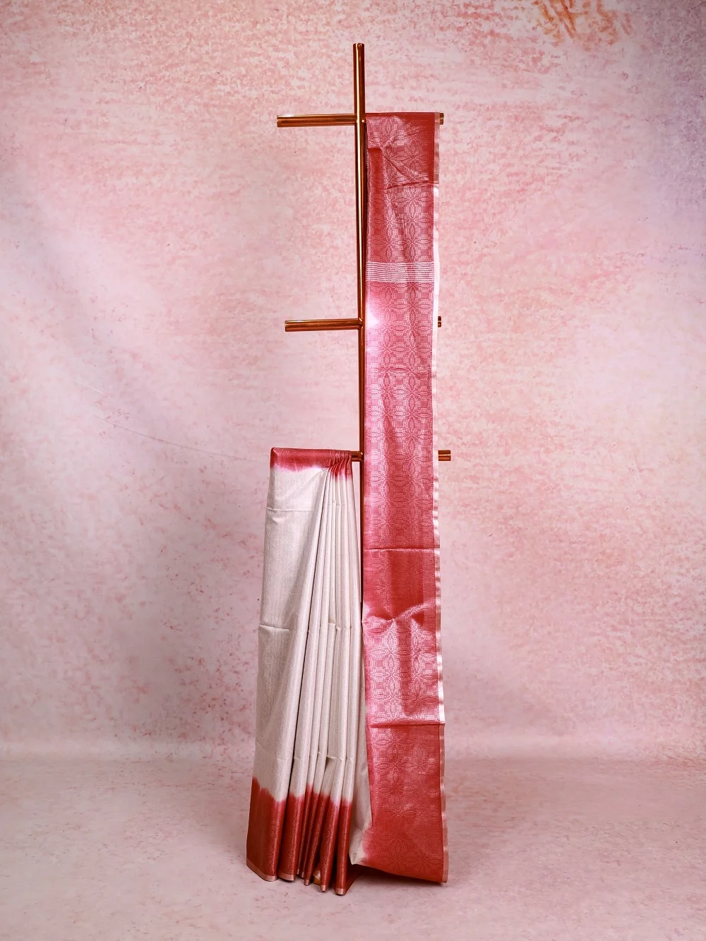 White Semi Tussar Saree