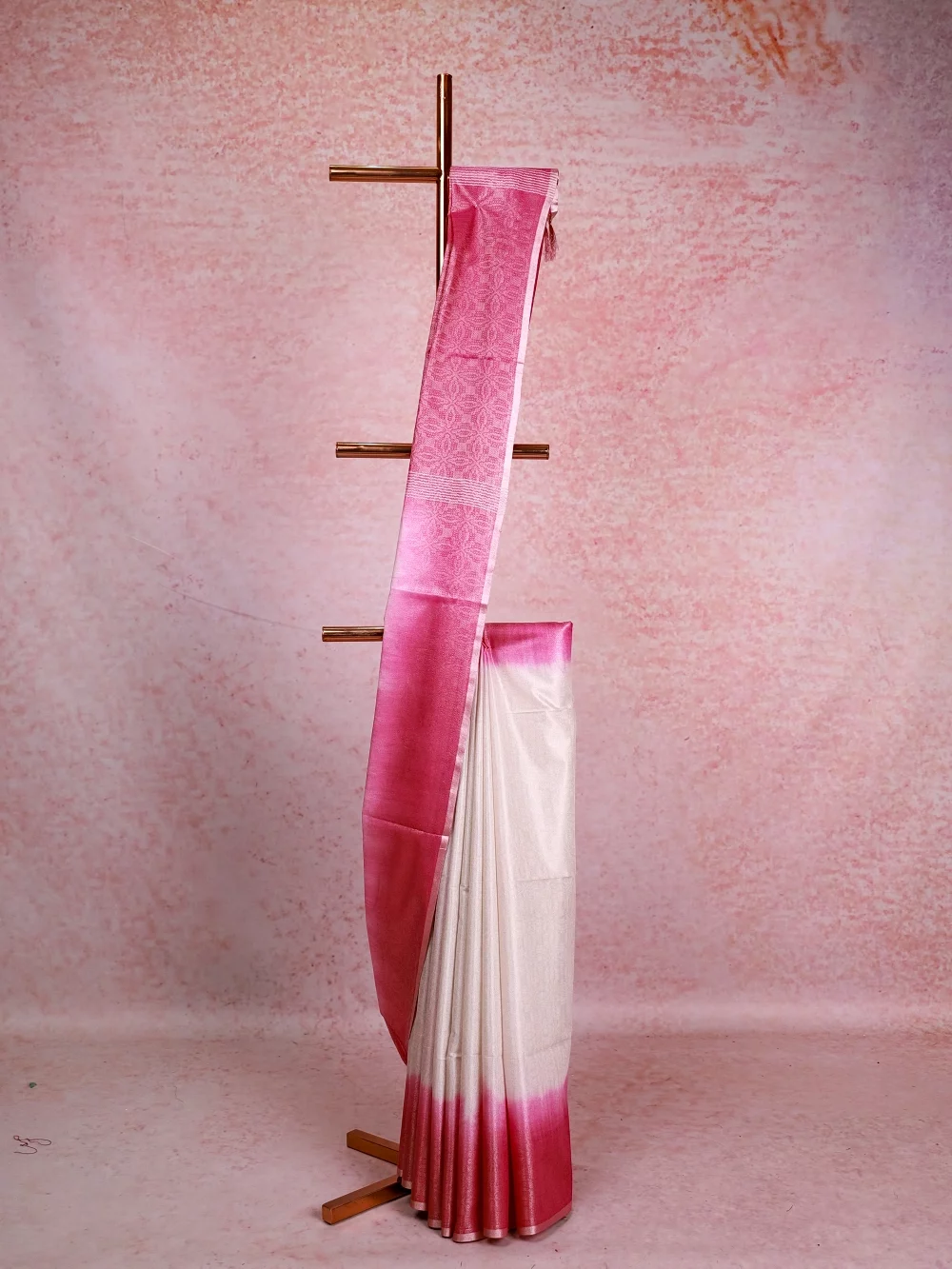 White Semi Tussar Saree