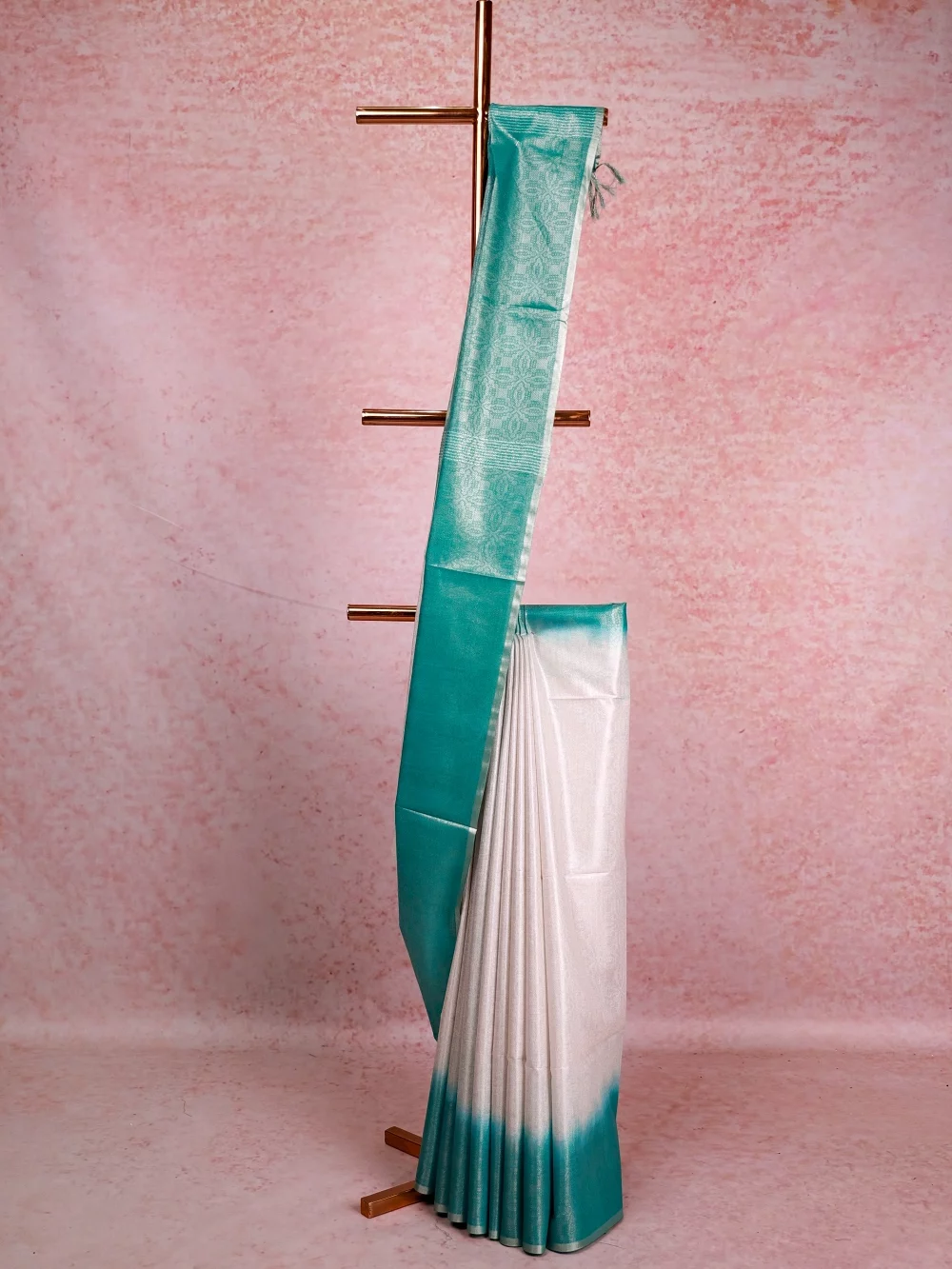 White Semi Tussar Saree