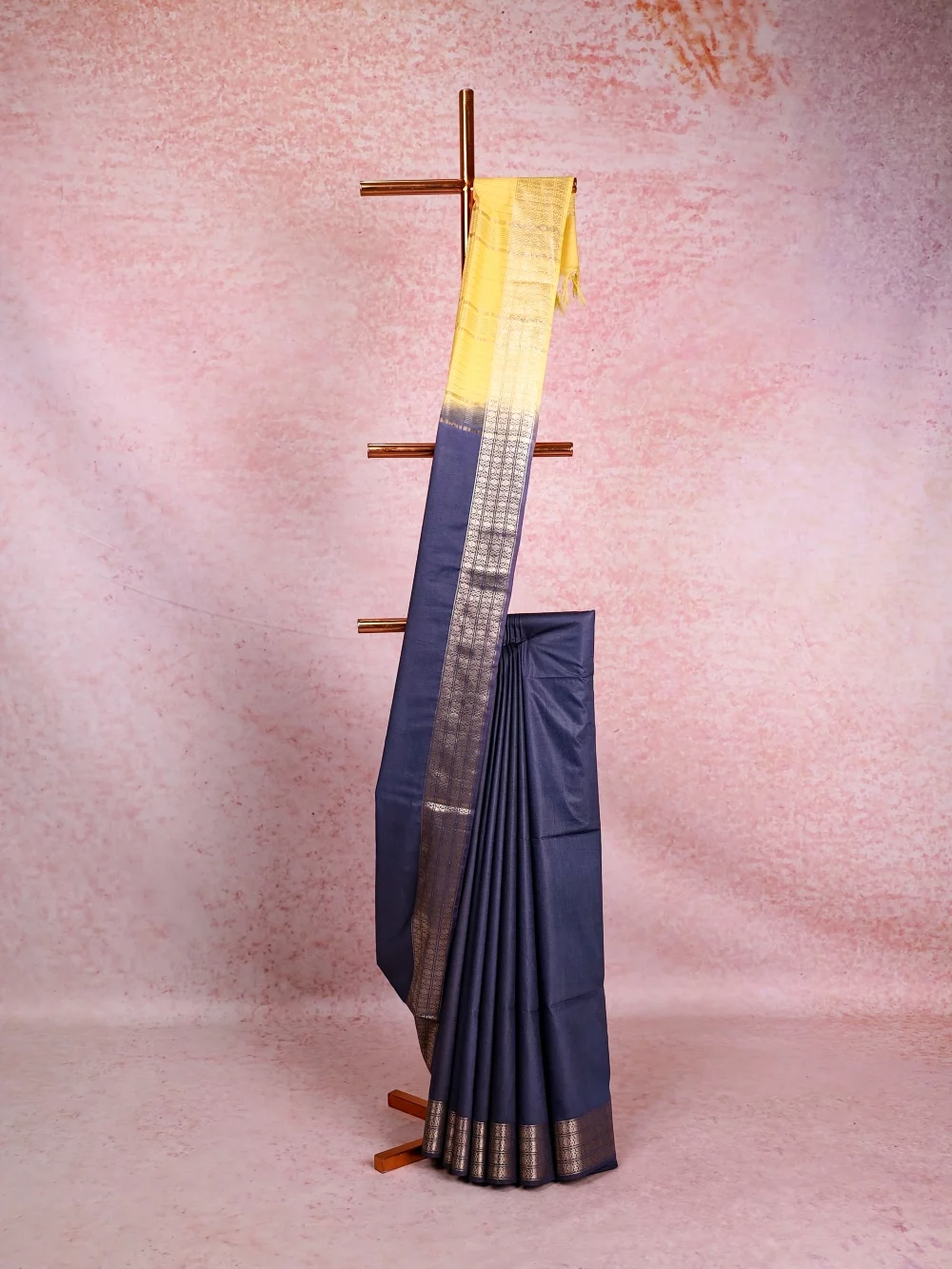 Steel Blue Semi Tussar Saree