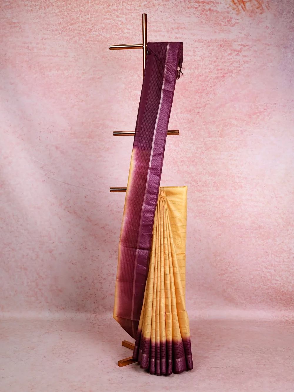 Yellow Semi Tussar Saree