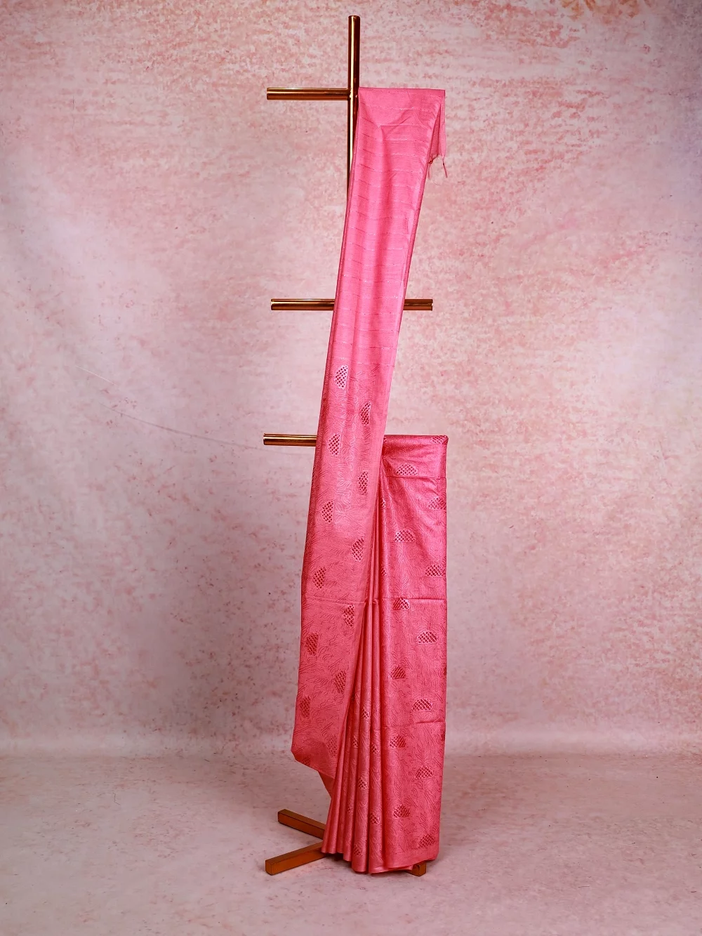 Peach Semi Tussar Saree