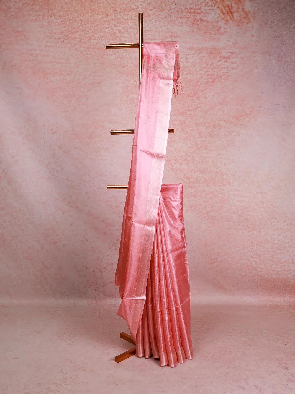 Baby Pink Semi Tussar Saree