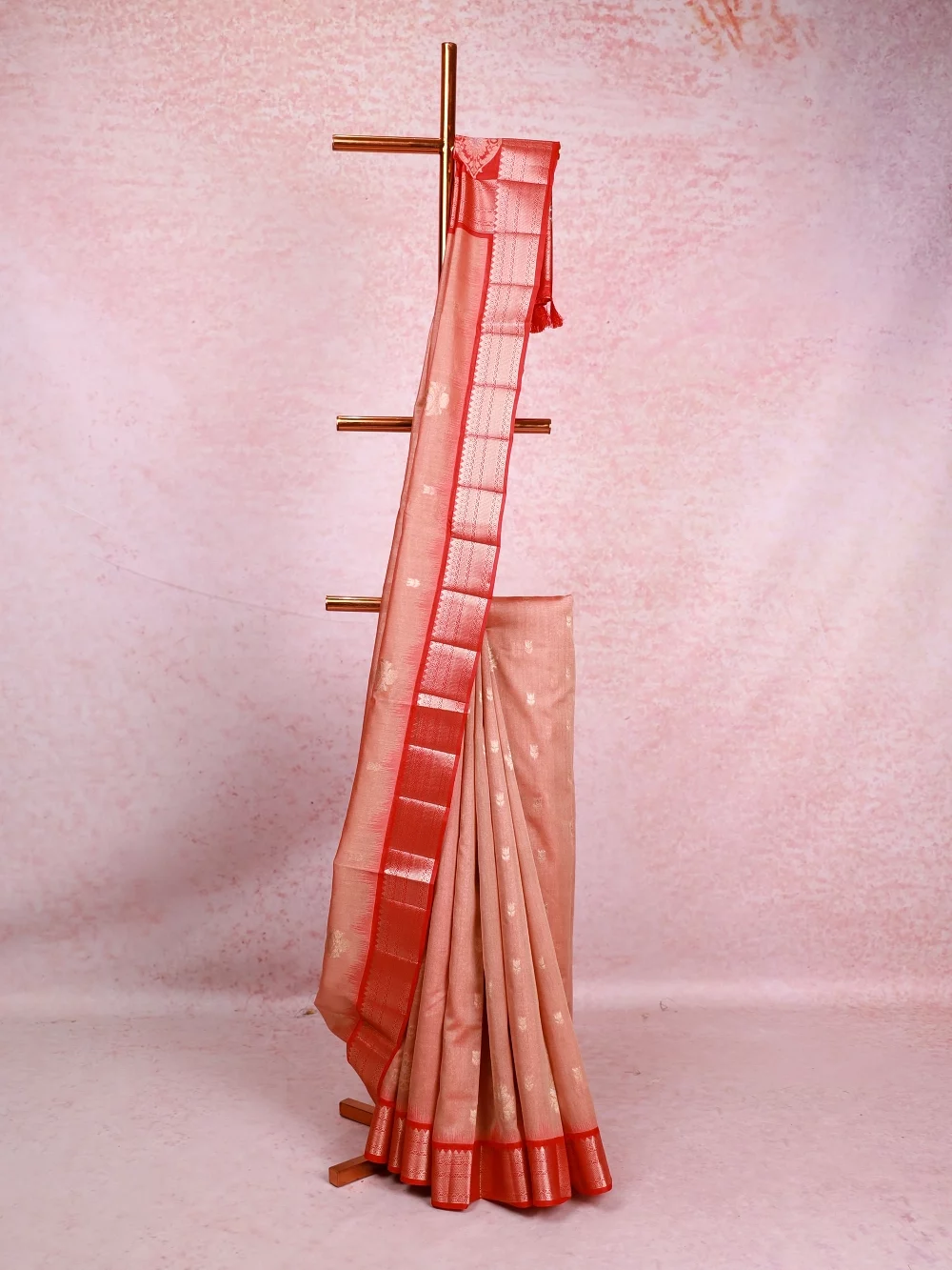 Peach Cotton Silk Saree