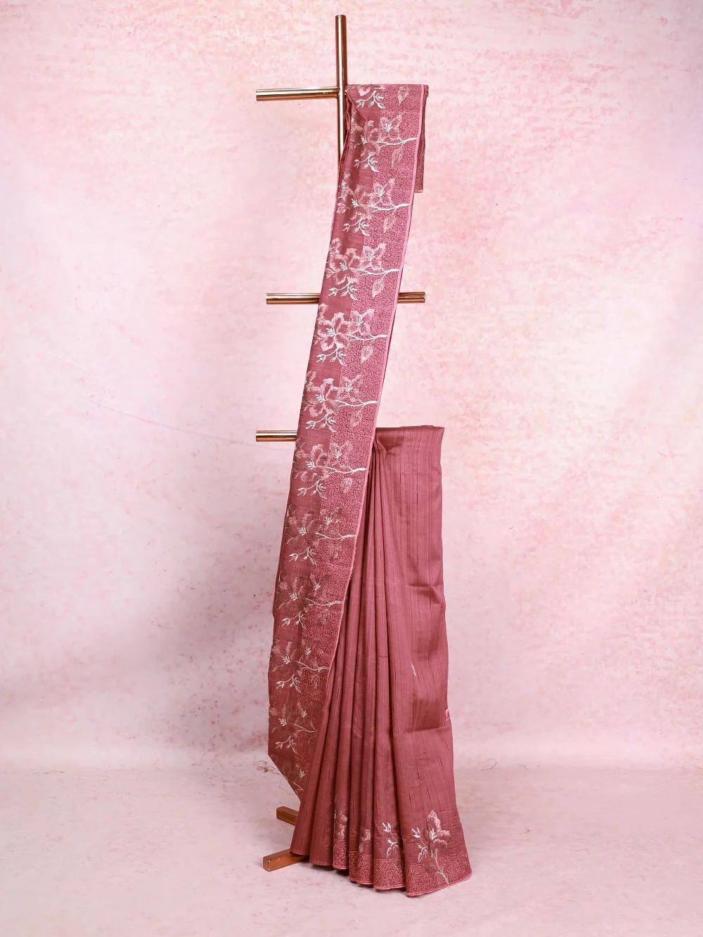 Dark Onion Pink Semi Jute Saree