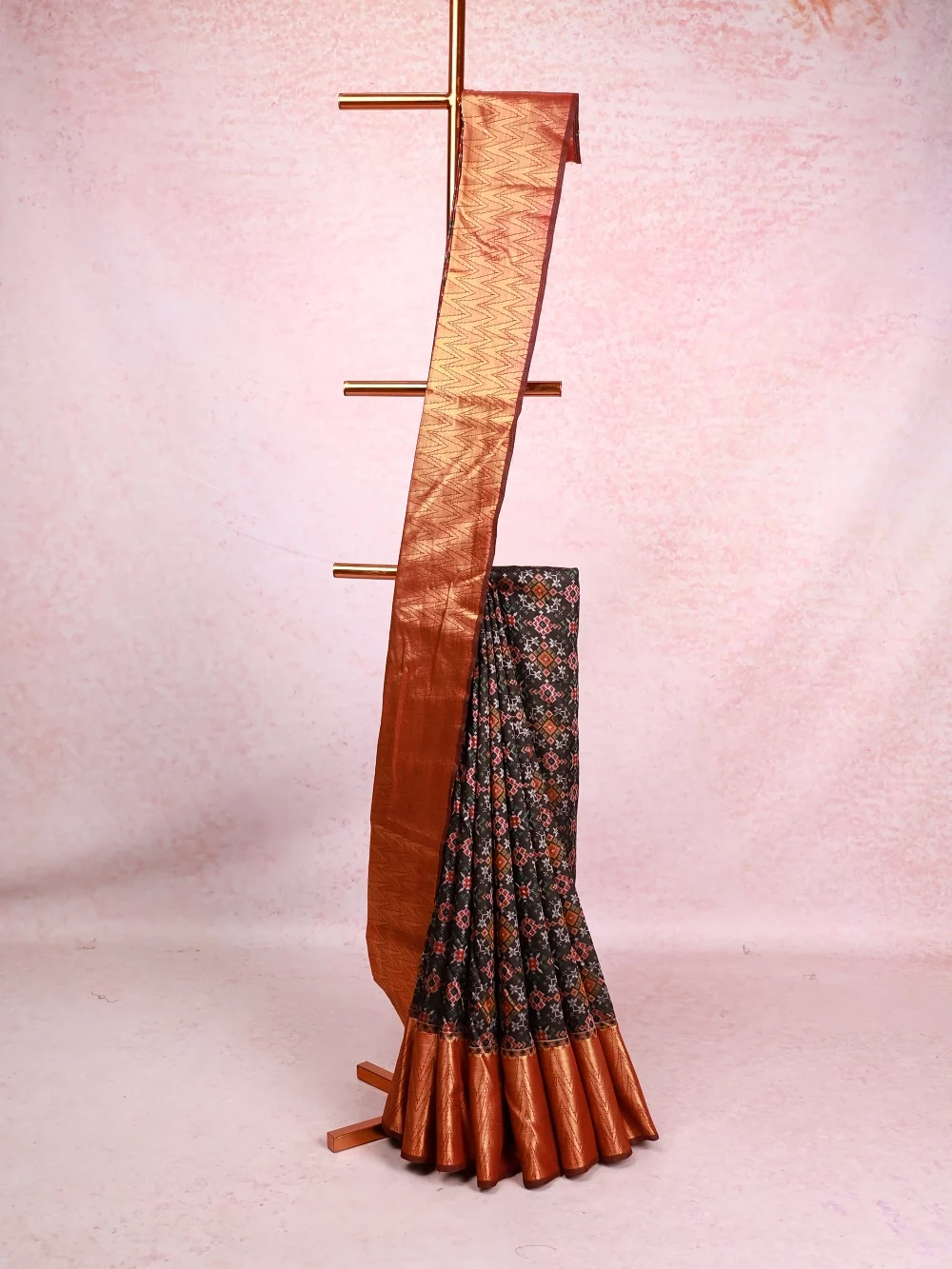 Black Chanderi Silk Saree