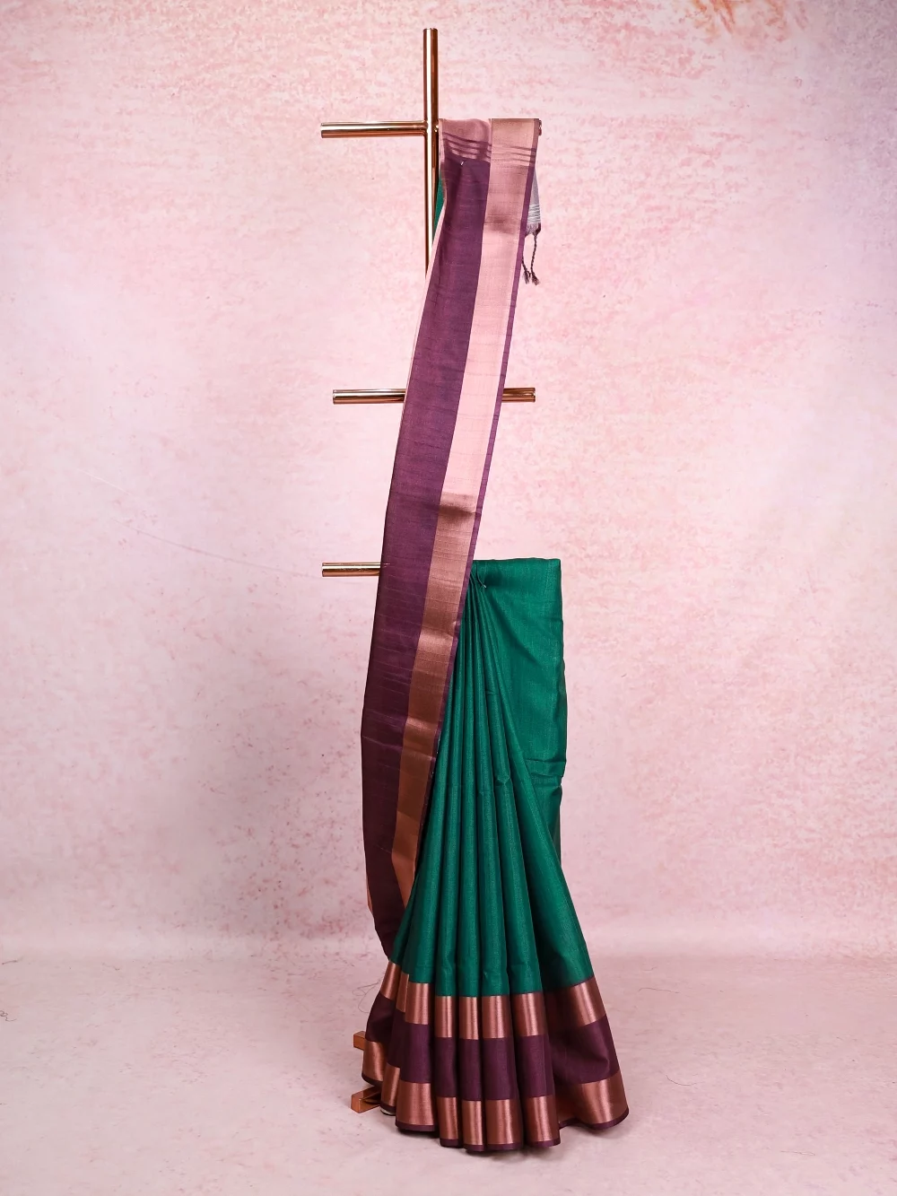 Dark Green Semi Tussar Saree